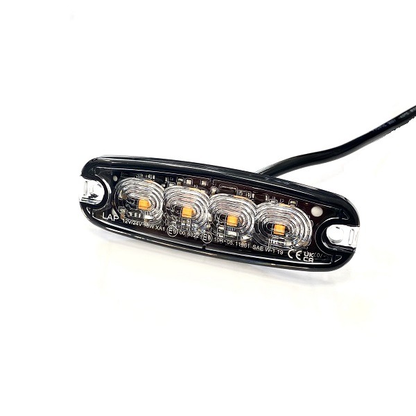 High Intensity 4 LED Flashing Warning Light R10 - 26 Flash Patterns - Red Amber Blue Green White (image for) High Intensity 4 LED Flashing Warning Light R10 - 26 Flash Patterns - Red Amber Blue Green White