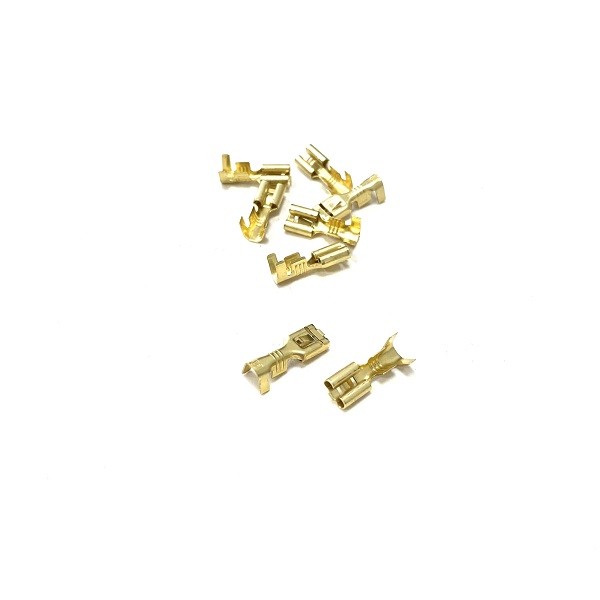 4.8mm Female Brass Spade Terminal With Locking Tab (image for) 4.8mm Female Brass Spade Terminal With Locking Tab