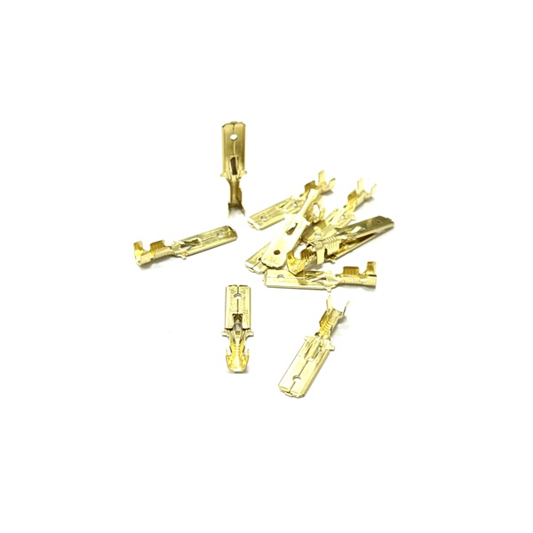 6.3mm Brass Male Lucar Spade Terminals With Locking Tag (image for) 6.3mm Brass Male Lucar Spade Terminals With Locking Tag