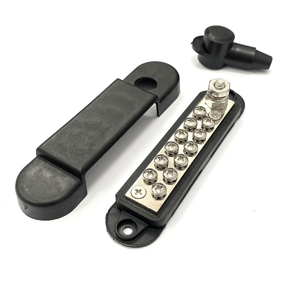 12 Point Black 180A Power Distribution Bus Bar Kit With Cover & Boot (image for) 12 Point Black 180A Power Distribution Bus Bar Kit With Cover & Boot