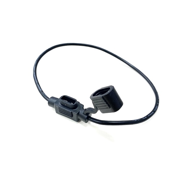 Inline Mini Blade Fuse Holder & Waterproof Cover - Black Cable (image for) Inline Mini Blade Fuse Holder & Waterproof Cover - Black Cable