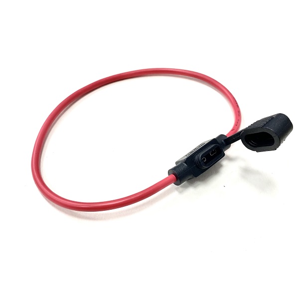 Inline Mini Blade Fuse Holder & Waterproof Cover - Red Cable (image for) Inline Mini Blade Fuse Holder & Waterproof Cover - Red Cable