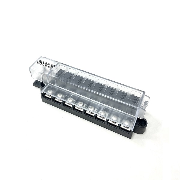 8 Way Blade Fuse Box With Bus Bar & Clip On Cover (image for) 8 Way Blade Fuse Box With Bus Bar & Clip On Cover