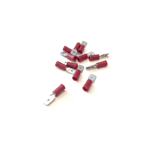 Pre Insulated Male Spade Terminals - 6.3mm - Red (image for) Pre Insulated Male Spade Terminals - 6.3mm - Red