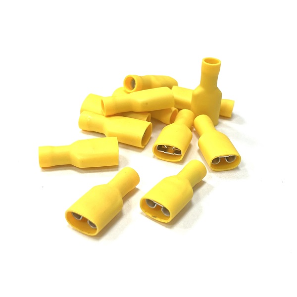 Yellow Fully Insulated 9.5mm Female Spade Terminal (image for) Yellow Fully Insulated 9.5mm Female Spade Terminal